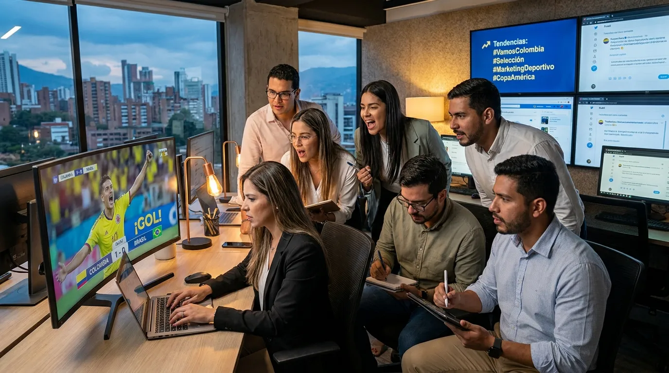 Equipo de marketing digital Colombia Copa Mundial en tiempo real