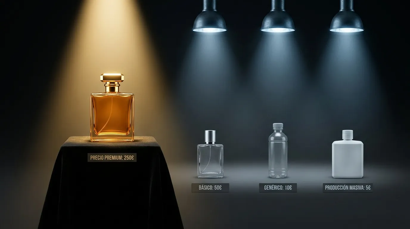 Comparación precio premium vs genérico: perfume de lujo a 250 euros