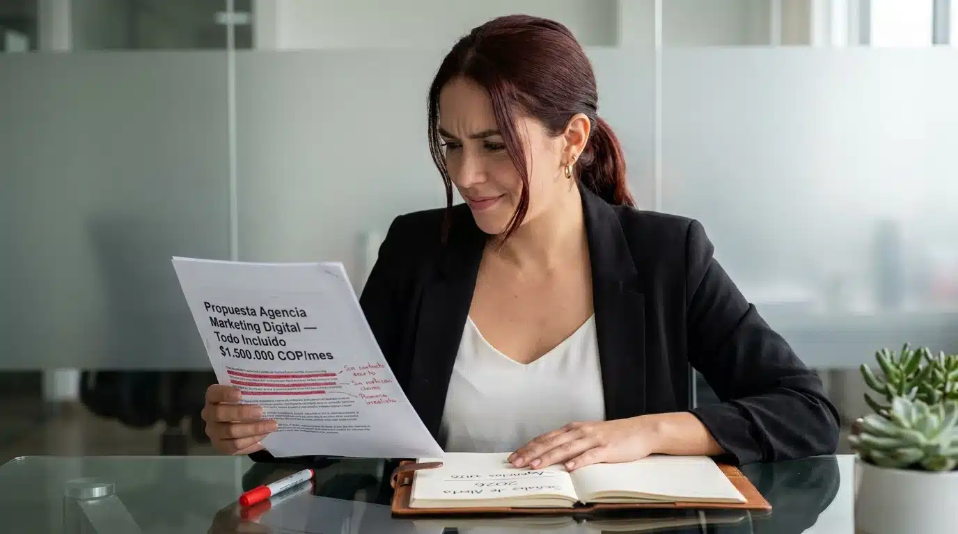 Análisis de red flags en una propuesta sospechosa de agencia de marketing digital en Colombia