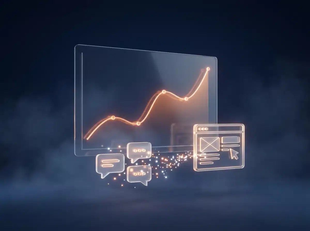 Panel de analítica mostrando el tráfico que llega desde motores de IA hacia un sitio web