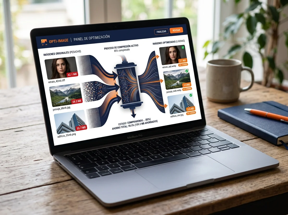 Optimización de imágenes pesadas de una página web mostrada en pantalla