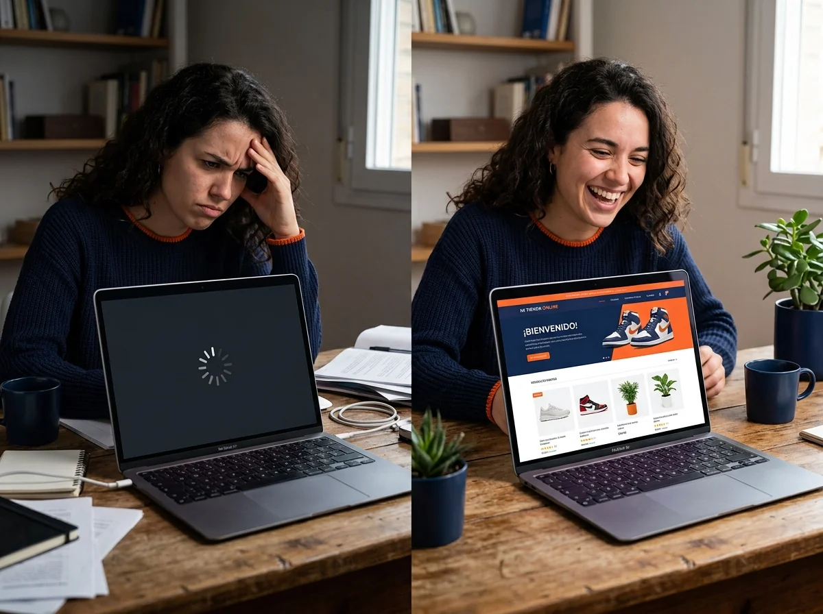 Comparación entre una web lenta y una web rápida