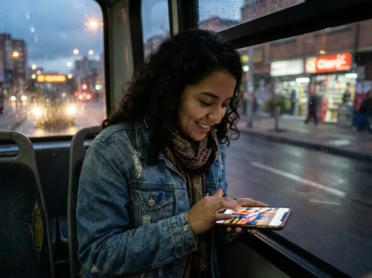 Una persona ve un anuncio en el celular: el primer punto de contacto de la venta