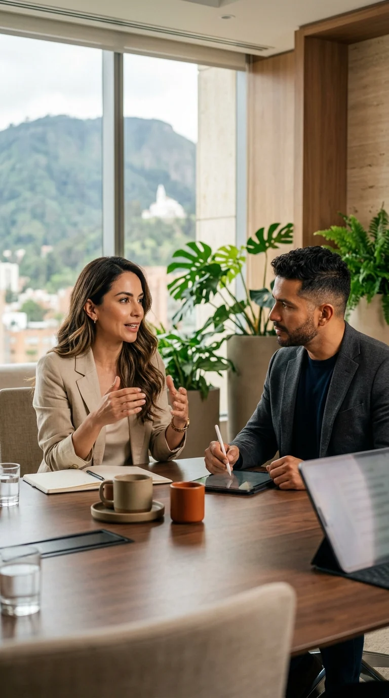 Sesión de consultoría estratégica de marketing digital en Bogotá