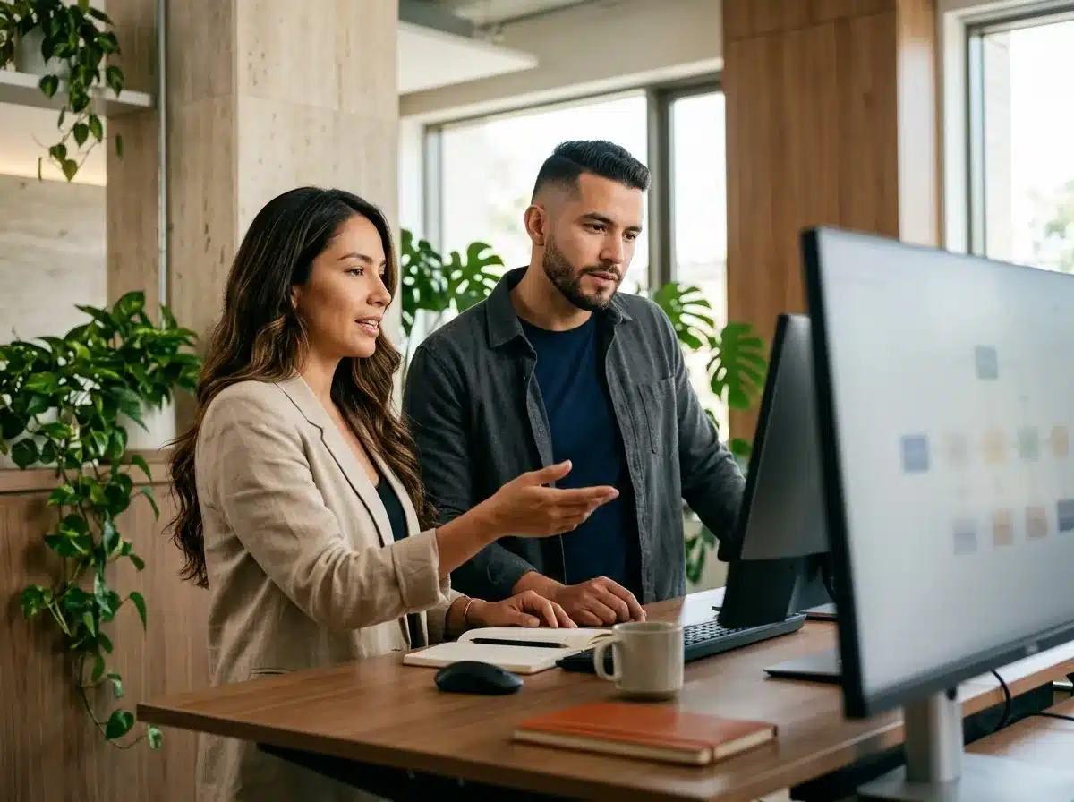 Equipo revisa el flujo de integración entre el portal B2B y el ERP